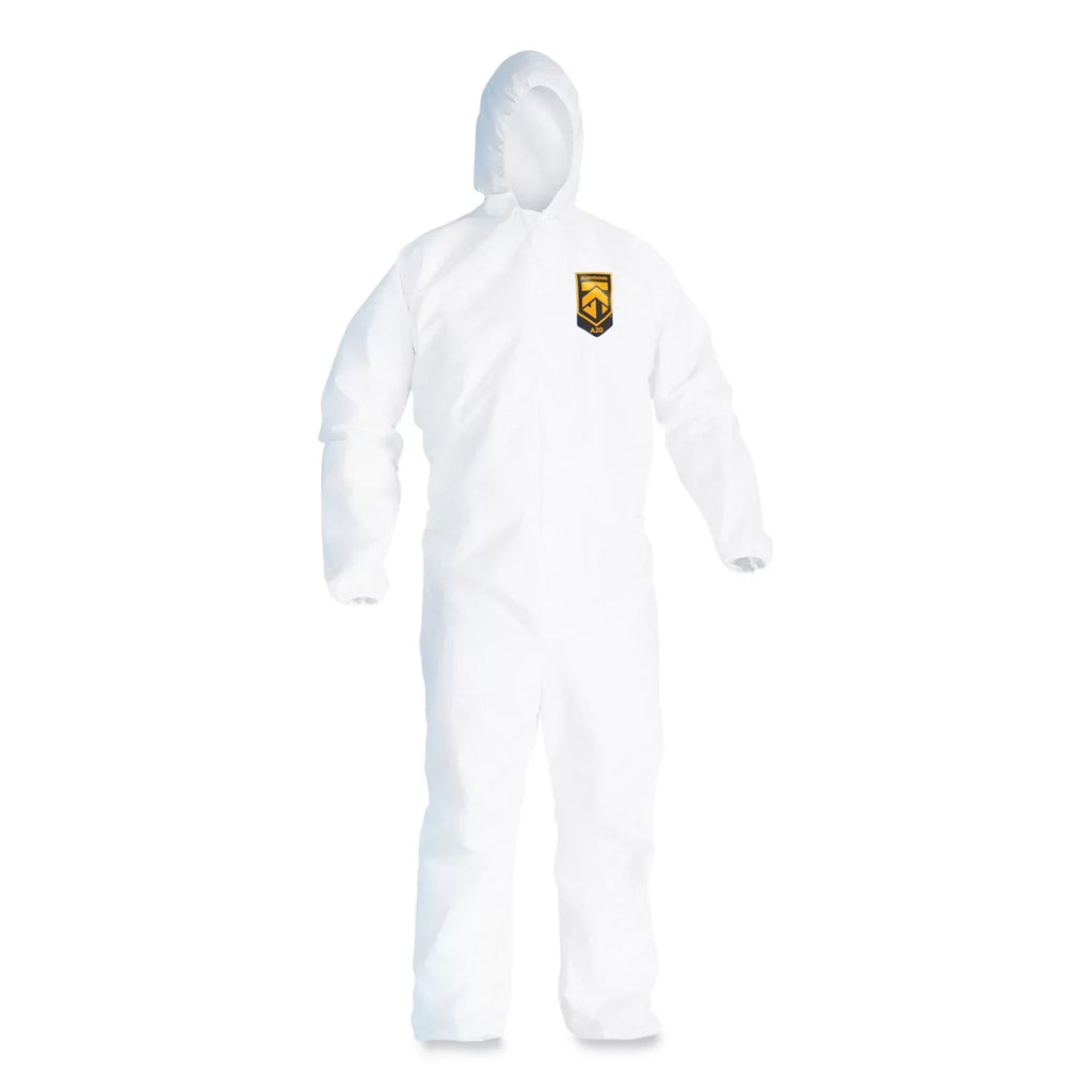 White, 24/carton Elastic Hood, Medium, Breathable Particle A20 Kleenguard™ Coveralls, Back, Protection