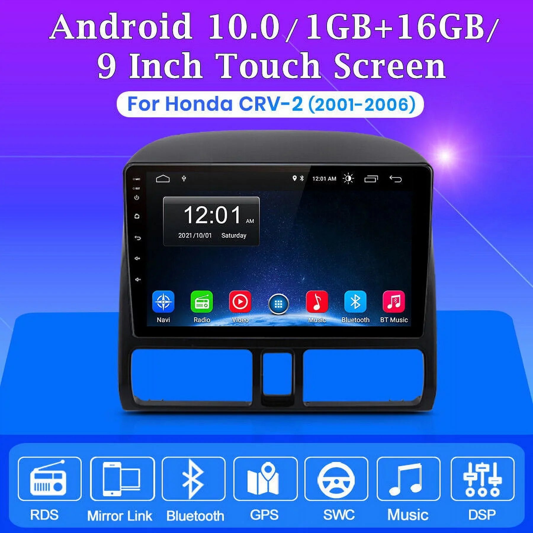 9 Bluetooth WiFi Navigator 2006,2+32GB for Stereo AWESAFE FM with 2005 GPS 2001 Auto Car Wireless Mirror 2004 Radio 2003 Honda Android Inch CRV Link Carplay Radio 2002 Touch Screen