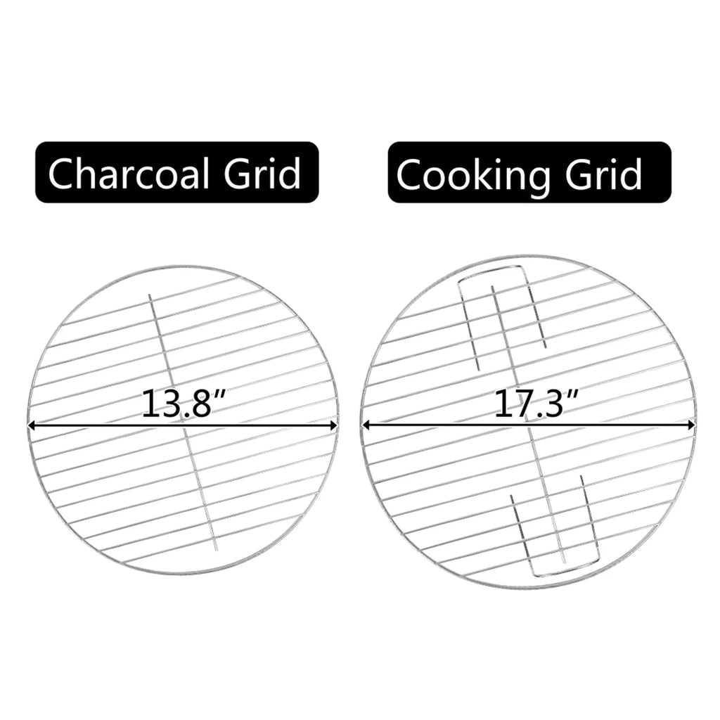 Grill on Wheels, Storage Grate Cooking Steel Outdoor w/ 18 Charcoal Grill with Grill Area, inch Camping BBQ