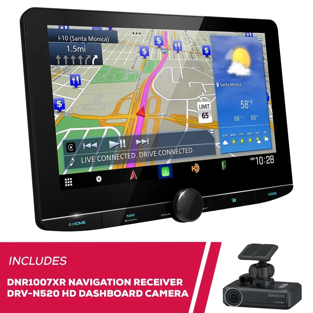 DNR1007XR Dashboard Camera Navigation Full & Receiver Kenwood New 10.1" HD DRV-N520