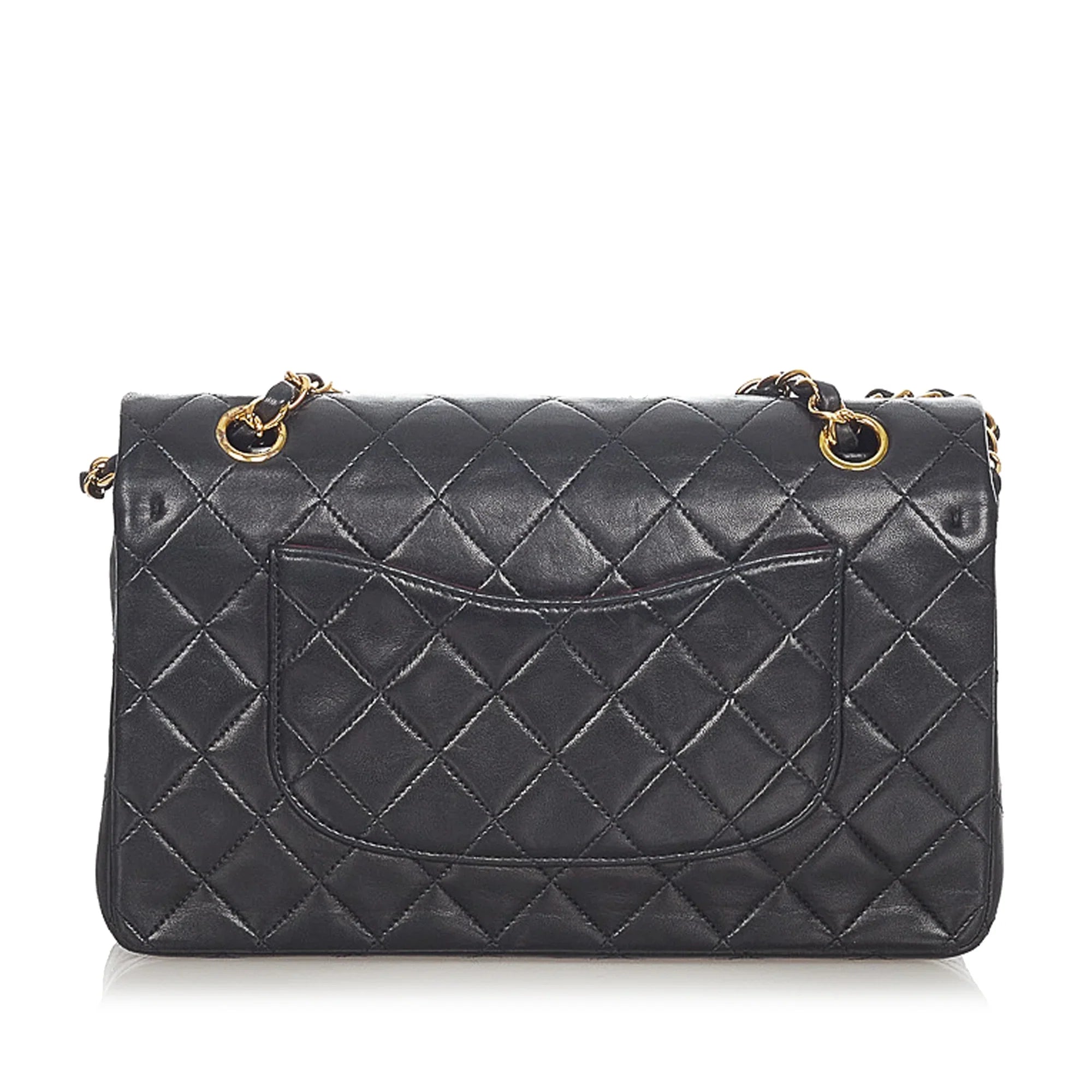 Classic Shoulder Lambskin Women Bag Pre-Owned (Good) Leather Double Black Small Bag Flap Chanel