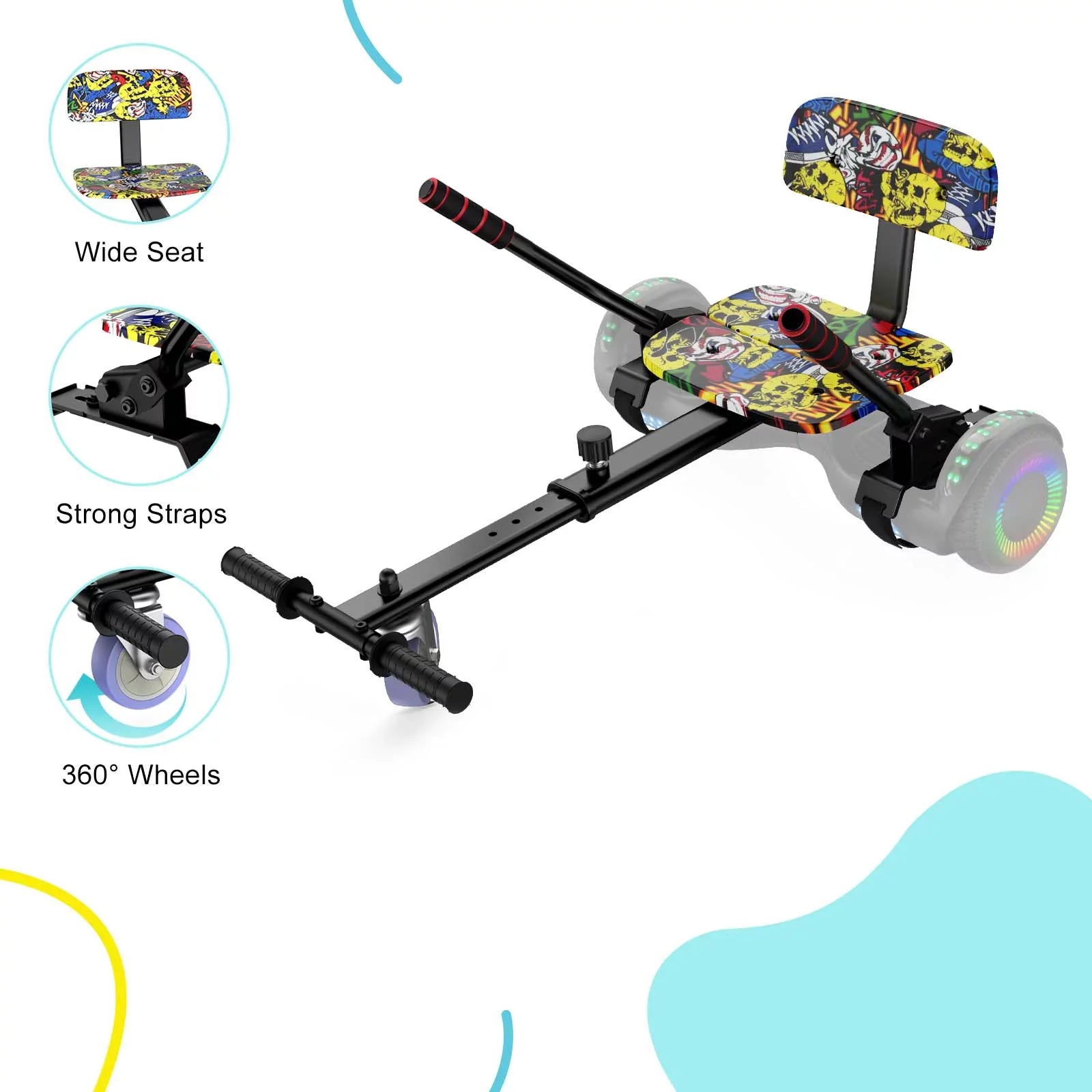with Graffiti Seat Hoverboard Hoverboards Compatible 8"/ 6.5"/ Adjustable Accessories, Attachment, 10" for Hoverboards Kids,