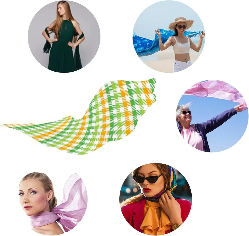 Hyjoy Long Shawl Wrap Scarves Scarf for Lightweight Women Girls Pattern Classic Silk Neck Checkers