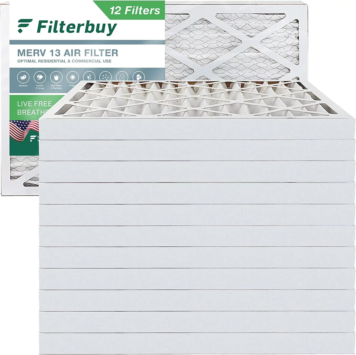 HVAC 8x20x2 AC MERV 13 Air Pleated Filters Filterbuy Furnace (12-Pack)