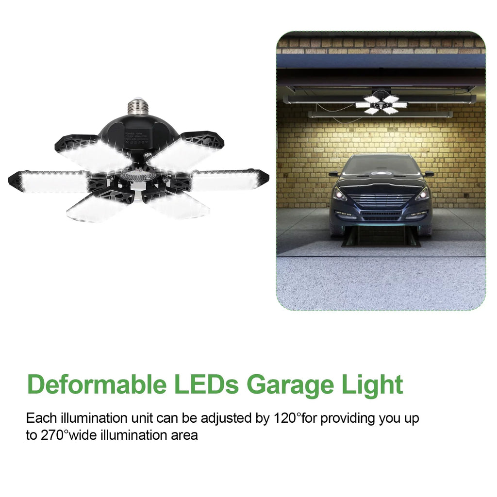 6 Garage Garage Workshop 160W Holder Adjustable Kit with Base Panels 2PCS for Folding Ceiling 152LEDs Socket Gym C85-265V Light Foldable Basement Neoglint Lamp E26/E27 Deformable A Warehouse