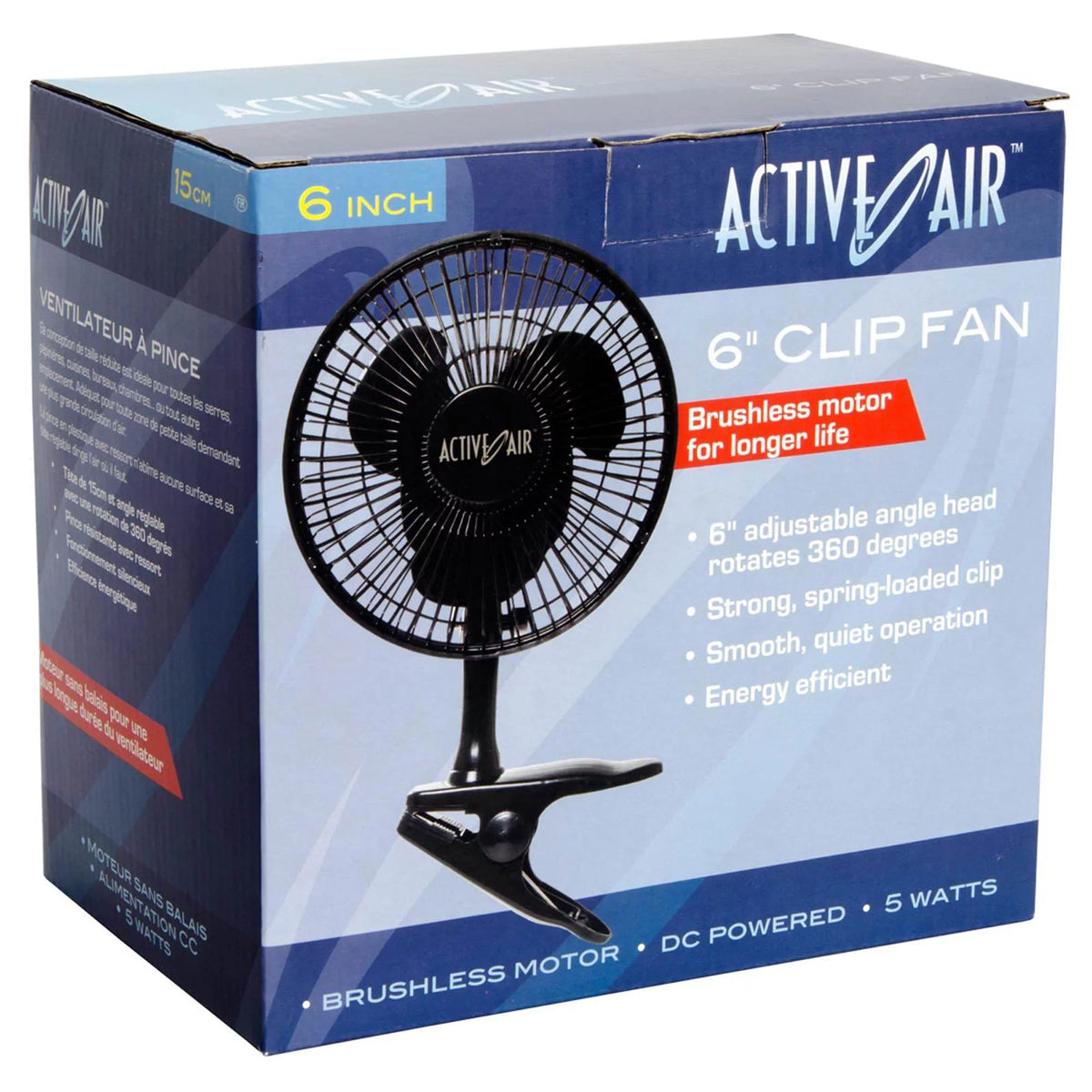 5W HORF6 Grow Air Active for Hydroponic Fan Clip-On 6in Motor Brushless Gardens