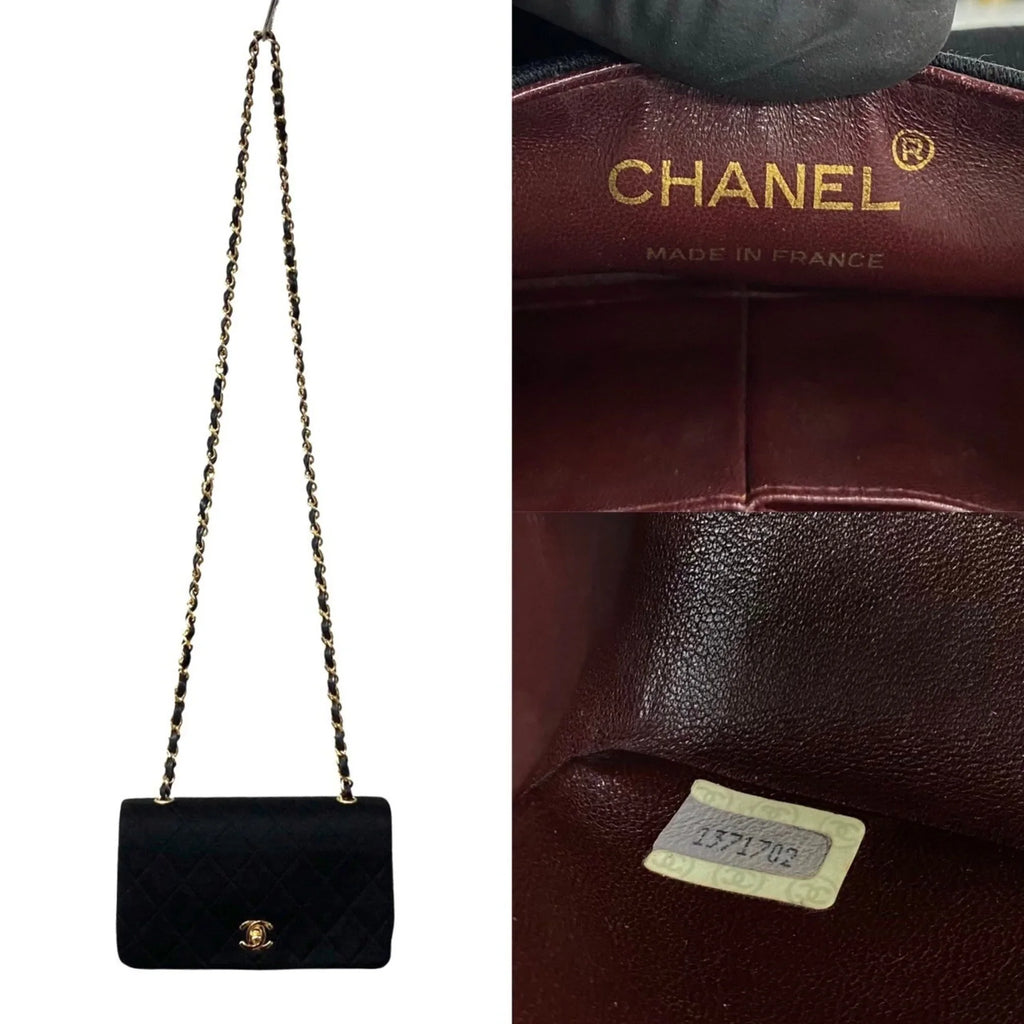 Shoulder CHANEL Bag Cotton Turnlock Flap Chain Pre-Owned Lambskin (Good) Black 73960 Full Matelasse