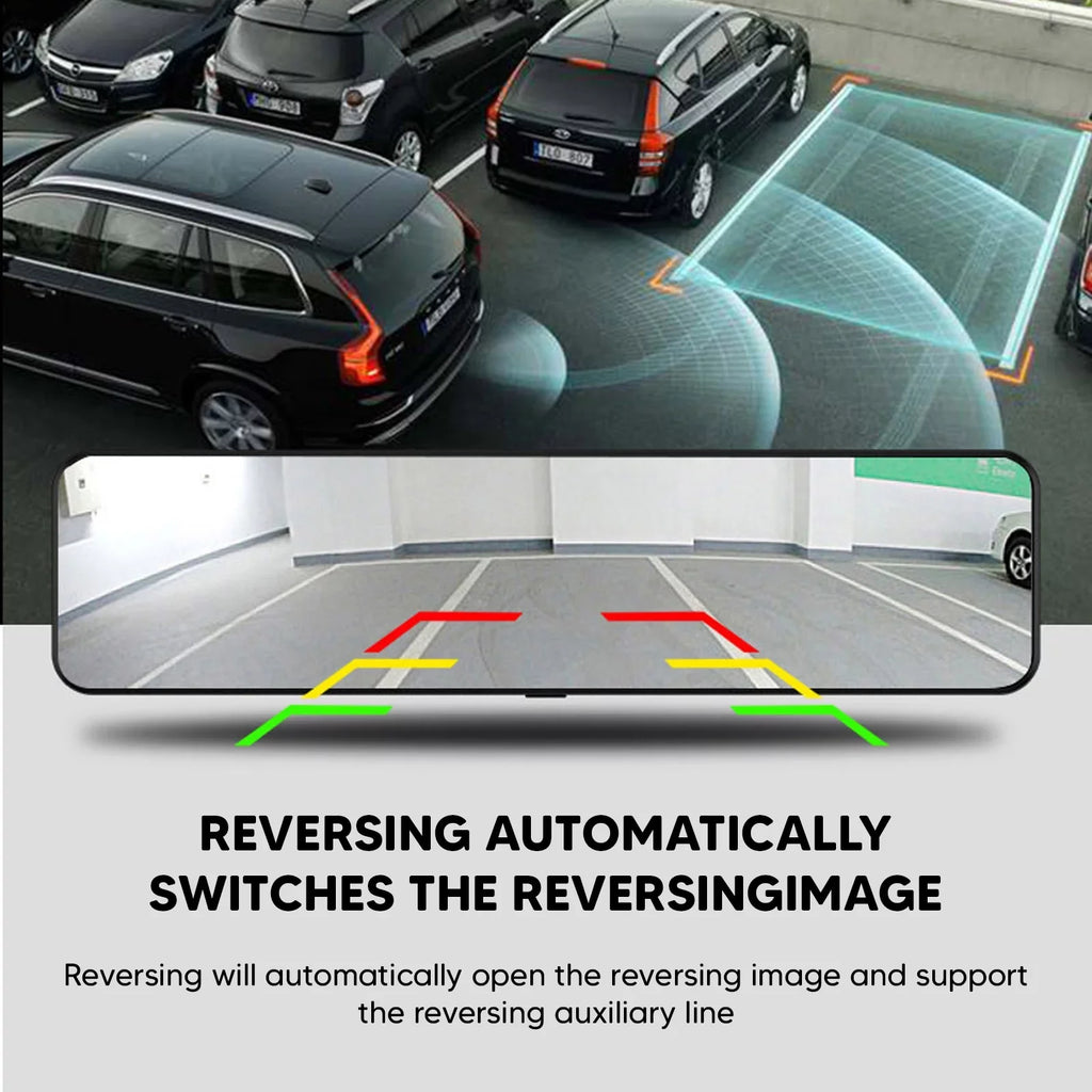 Recorder 12"Dual Kits Mirror Night Car Camera Cam Dash View Rear Video DVR GPS