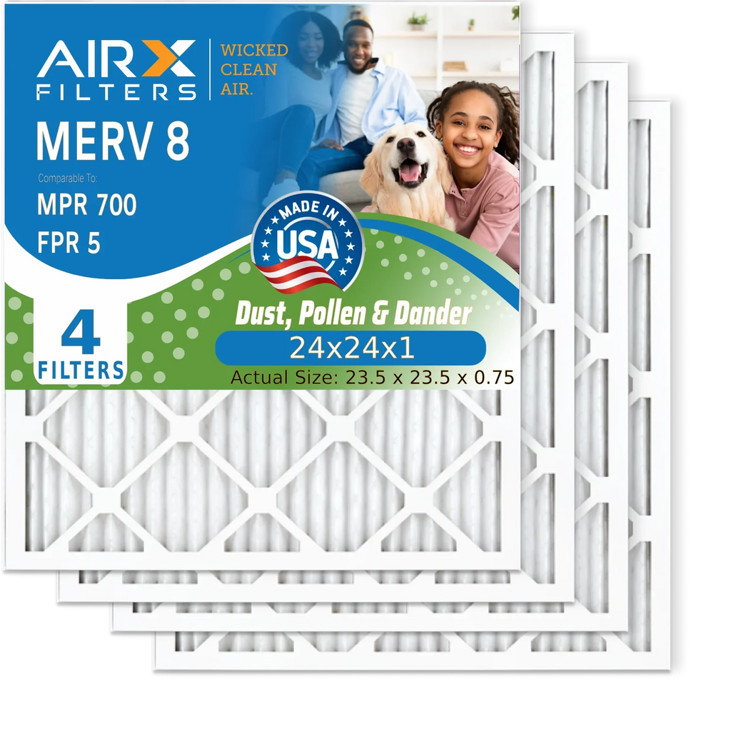 FILTERS 4 5 & Premium 700 AC 24x24x1 8 AIRX Filters Pack MERV Electrostatic Conditioner Comparable FPR Pleated HVAC CLEAN Filter AIR. Filter by MPR Air WICKED to 24x24x1 Air Furnace Made USA