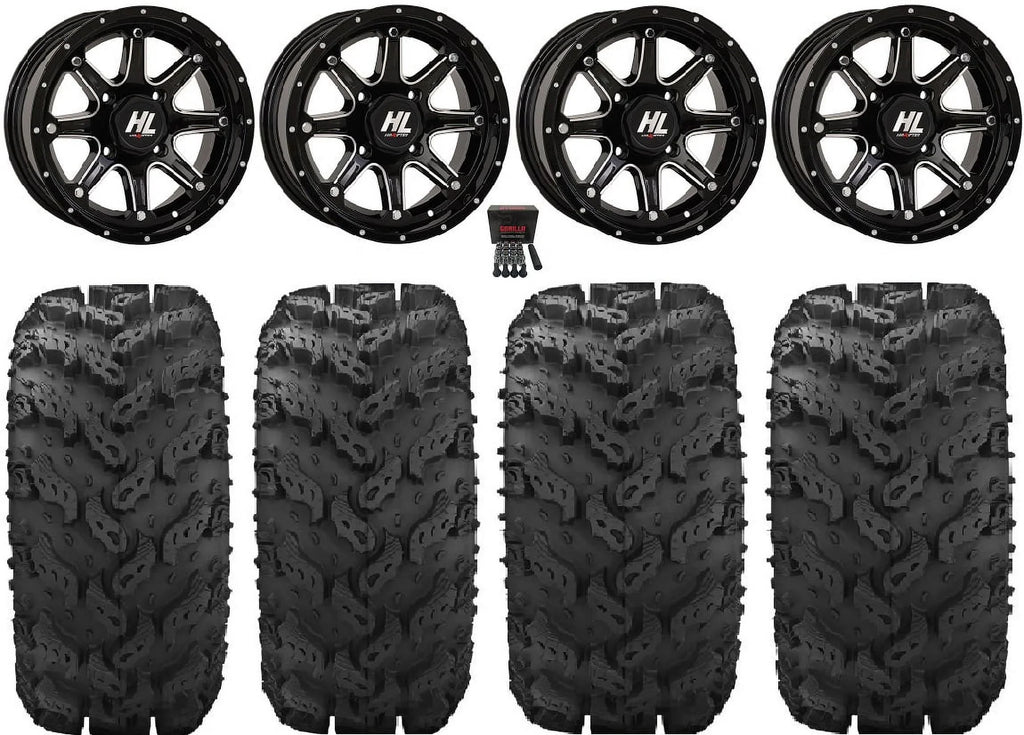 26" Wheels Reptile Teryx Machined High Mule 12" Lifter Tires HL4 Kawasaki