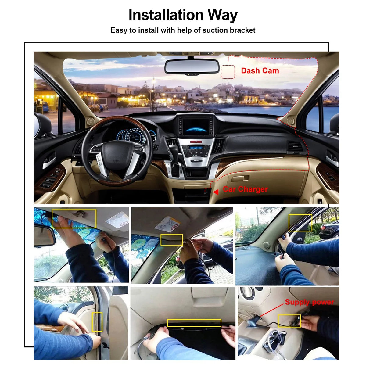 Dashboard 4" AGPtek Vision Camera 1080P Recorder Night Monitor Video Parking Camera Car DVR Vehicle Dash G-Sensor