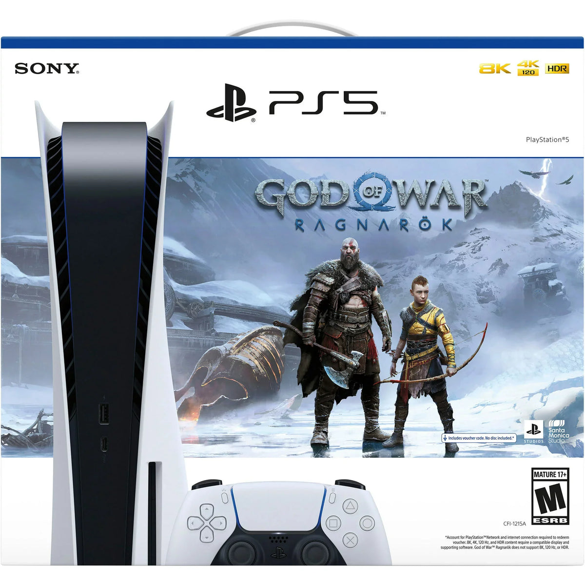 Additional PlayStation_PS5 –and 5 (Disc God Bundle War – Video of Edition) DualSense Console an Controller, Cefesfy Ragnarök Game