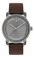 BOLD LEATHER WATCH ACCESS MOVADO DIAL GREY 3600916 BAND MENS BROWN