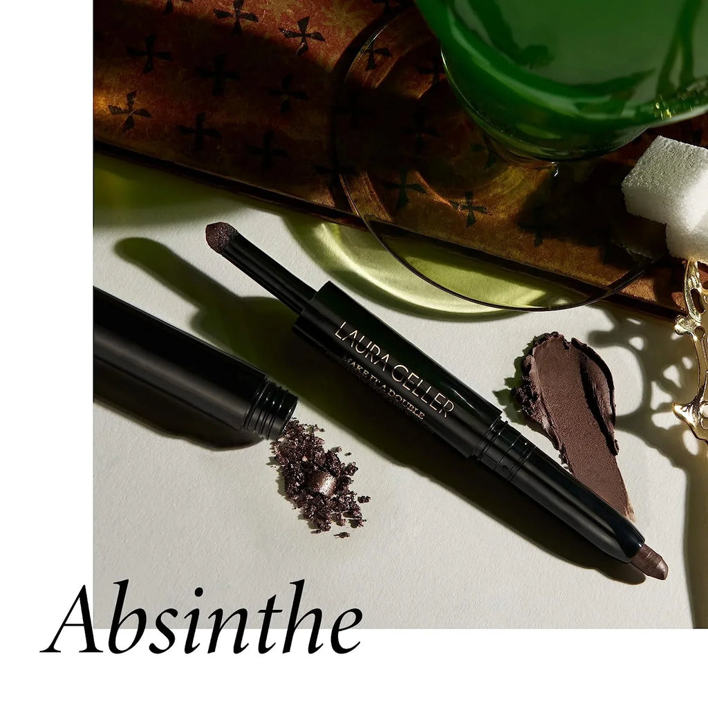 Eyeshadow - - Make It GELLER Crease-Proof Cream Eyeshadow Stick and A Matching Eyeshadow - NEW Absinthe Powder Dual-Ended YORK LAURA Smudge-Proof Double +