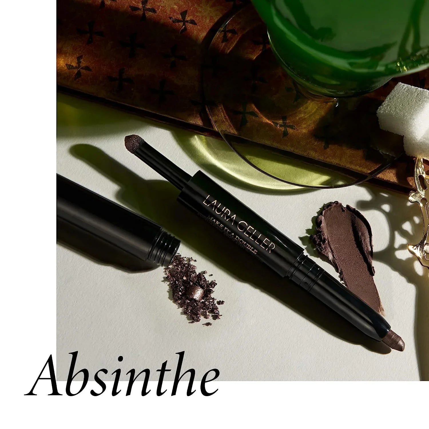 Eyeshadow - - Make It GELLER Crease-Proof Cream Eyeshadow Stick and A Matching Eyeshadow - NEW Absinthe Powder Dual-Ended YORK LAURA Smudge-Proof Double +