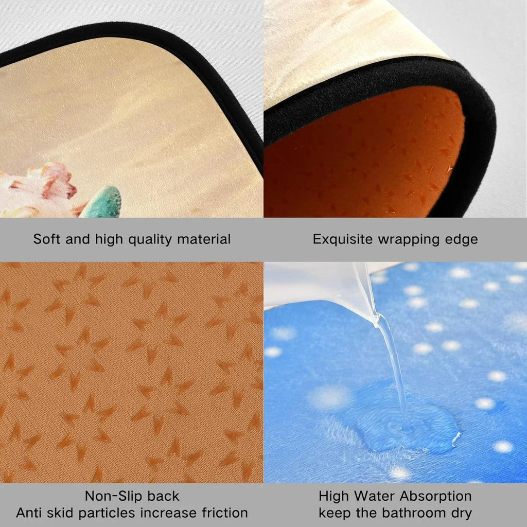 Carpet 19.7"x27.6" Room for Wave Entryway, Perfect Runner Bedroom Sea Starfish Living + and 19.7"x47.2" Summer Conch Kitchen Beach Washable Bestwell Mats Floor Rugs, Rug Area