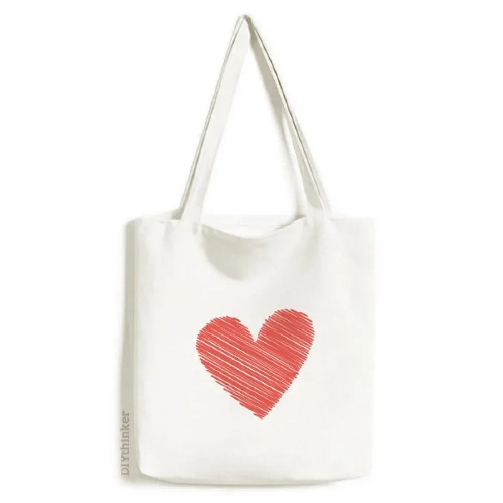 Line Canvas Bag Valentine's Graffiti Casual Handbag Tote Day Shopping Satchel Heart