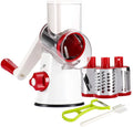 with Slicer red) Grater Drum and Manual Vegetable Bladea 3 Rotary Peeler Shredder- Nut Cheese Cleaning (White Ourokhome Grinder Brush