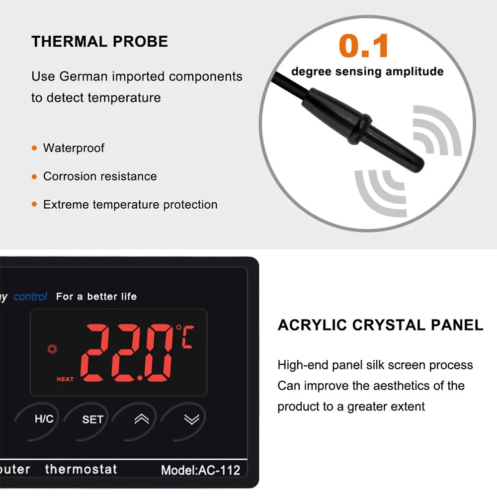 House Brewing Cooling Incubation Outlet Freezer Chest Heating Reptile Home Reptiles for Thermostat Controlled Digital Green -40℃~110℃ Controller & with Lepmerk Temperature Thermostat Plug Mode