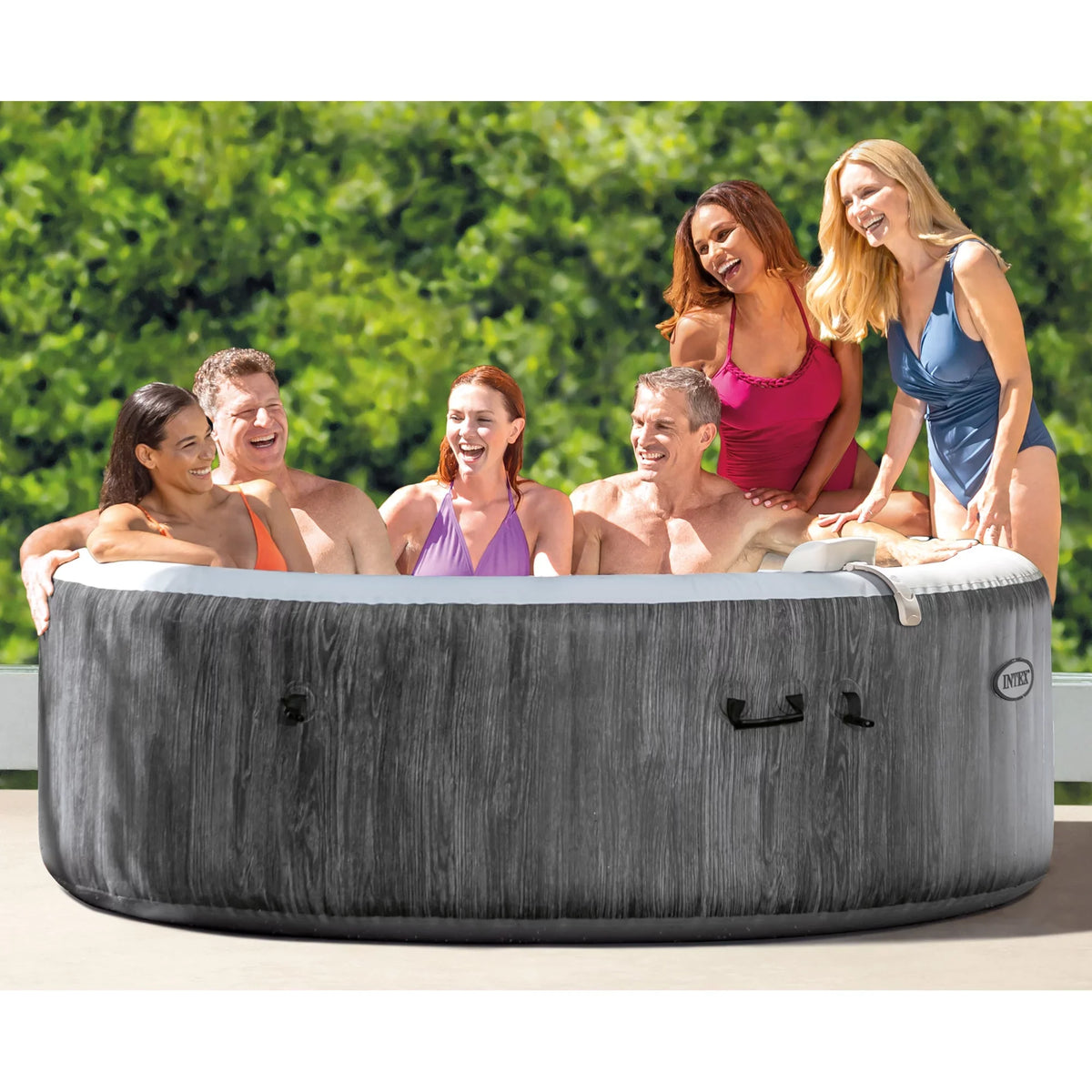Intex Tray Hot Tub PureSpa Bubble Spa Jet Greywood w/ Accessory Inflatable