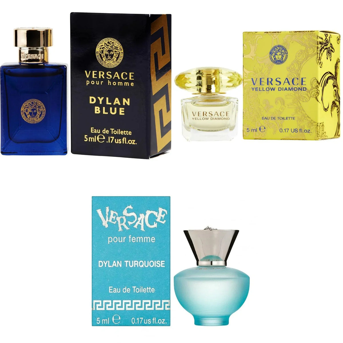 Diamond - Versace Turquoise Dylan Femme Yellow Blue 3PK Kit Dylan EDT, 5ml EDT,