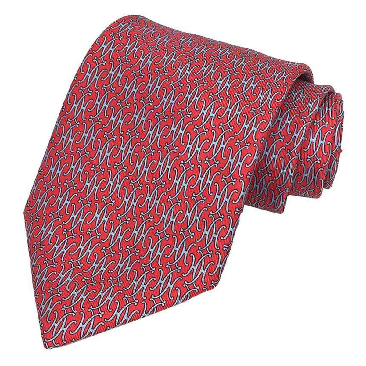 Tie HERMES New) Red Hermes Pre-Owned Men's H (Like