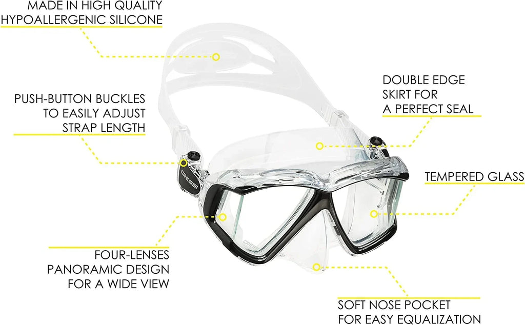 Perfect Skirt Silicone A Designed - Wide View Pano 4-Window 4: Italy Soft For Glass Tempered Panoramic In - - Diving Mask Seal