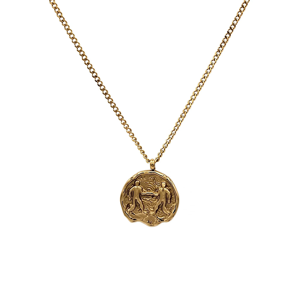Gemini for Pendant Stainless Inc Gift Blue Steel Women, Gold Horoscope, Birthday | Box Zodiac Teens Boutique Necklace