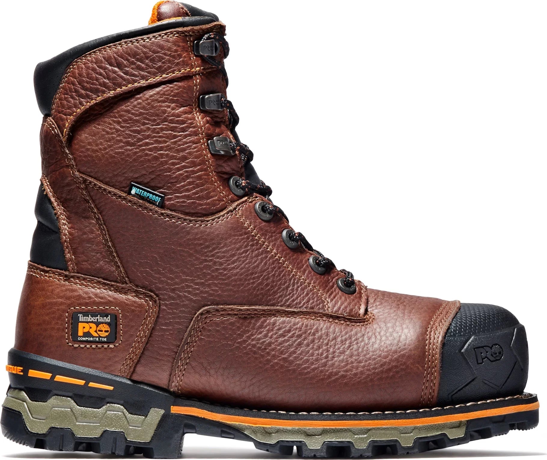 men's m toe waterproof work timberland pro steel boondock boot,brown,8 us