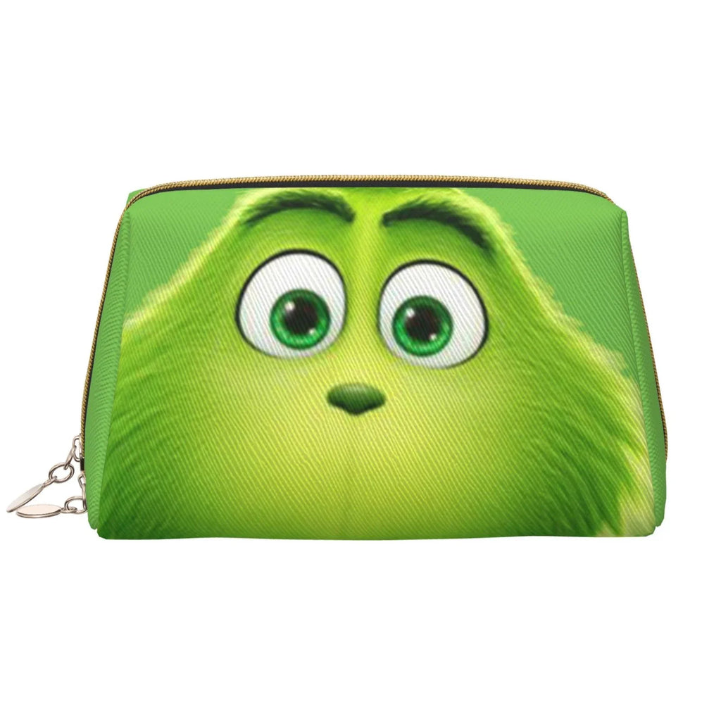Green Bag Travel Cosmetic Organizer Portable Grinch Leather Makeup Purse Pouch Gift Bag Toiletry Storage