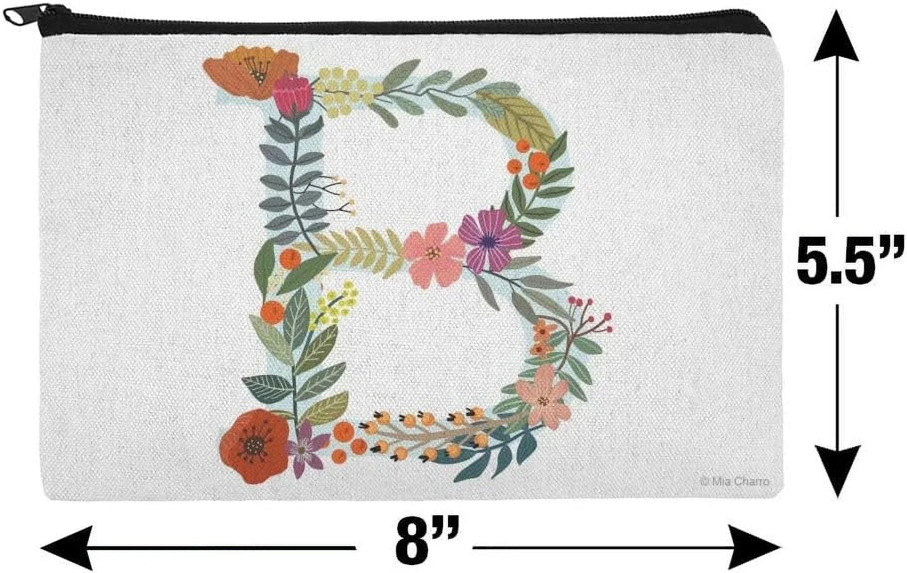 Pouch B Letter Organizer Cosmetic Initial Makeup Bag Floral