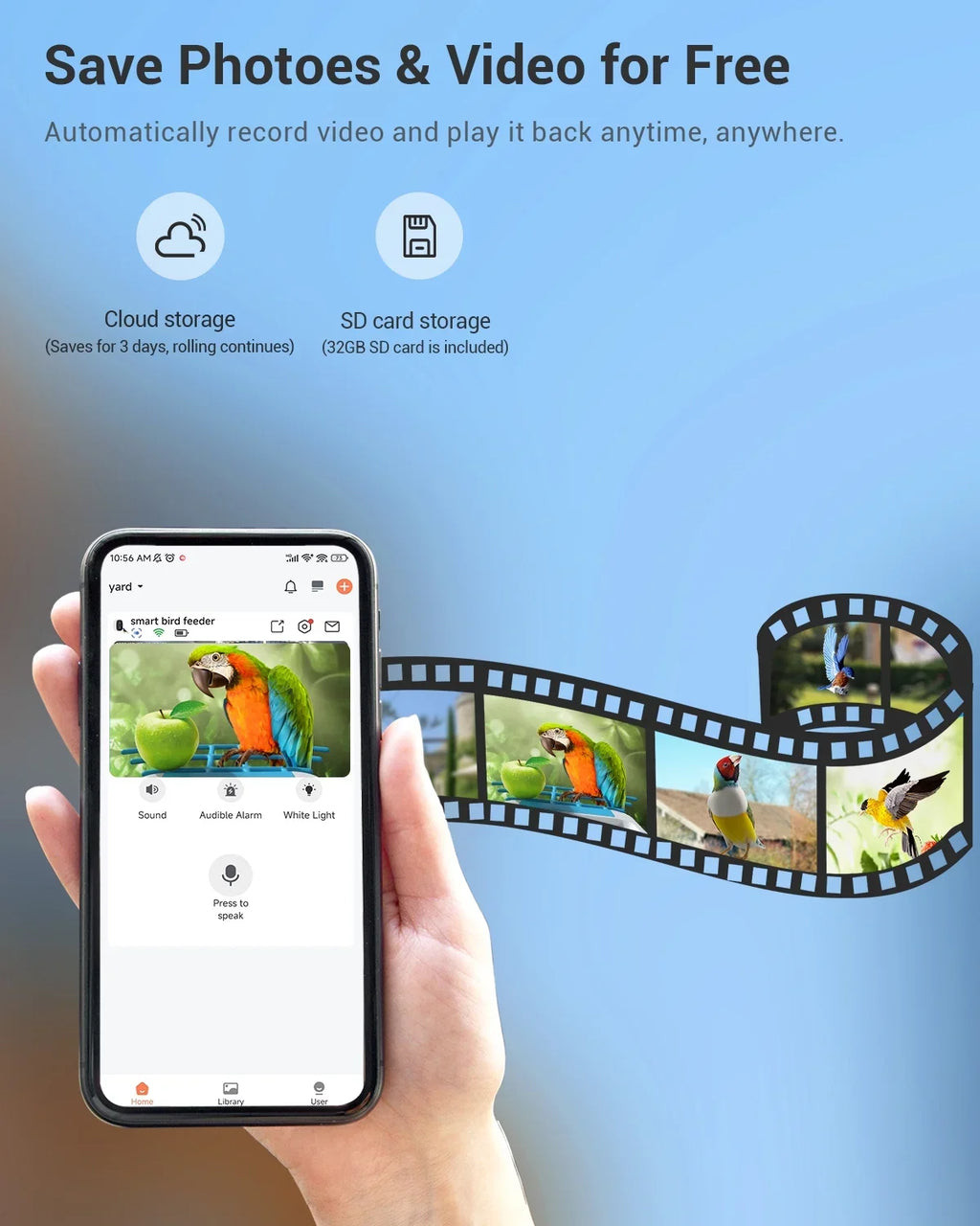 Videos House Auto Wireless Bird Security Camera, Bird Capture Outdoor Feeder with Bird Camera Solar Battery Feeder 1080P with Smart TMEZON Powered