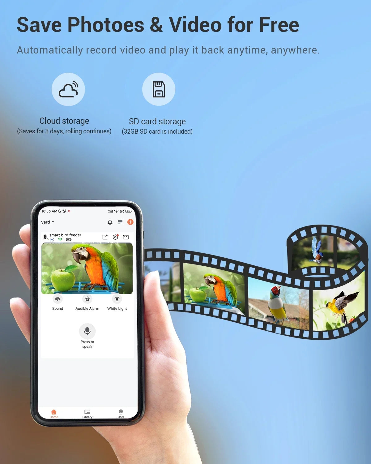 Videos House Auto Wireless Bird Security Camera, Bird Capture Outdoor Feeder with Bird Camera Solar Battery Feeder 1080P with Smart TMEZON Powered