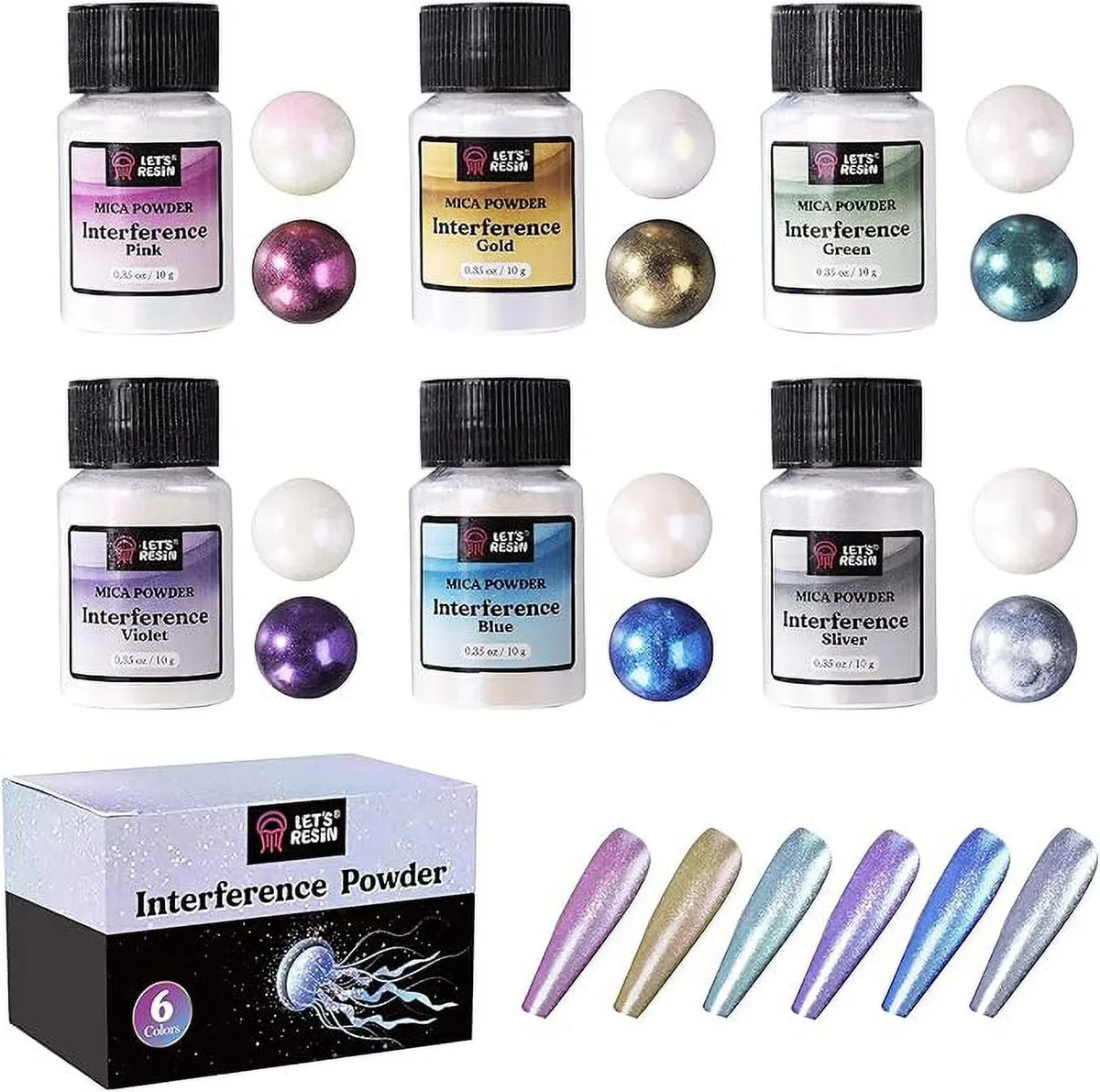 Epoxy RESIN Pearl LET'S Resin, Interference Pigment Mica Spirit Mica for Slime, Resin, Powder for Resin 6 Paint, Colors Powder Art Powder,