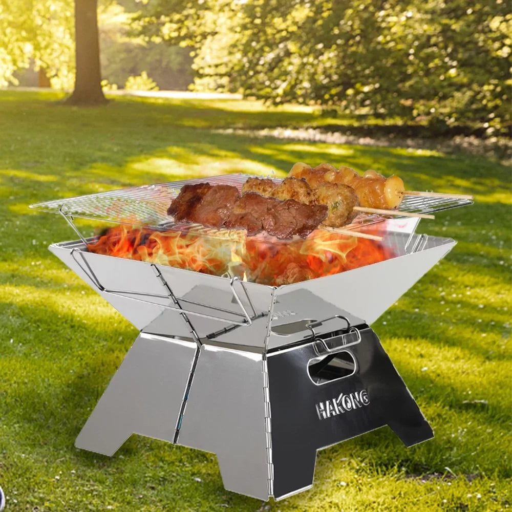for Traveling Foldable BBQ Picnic Steel HAKONG Design Portable Grill and Stainless Perfect Barbecue