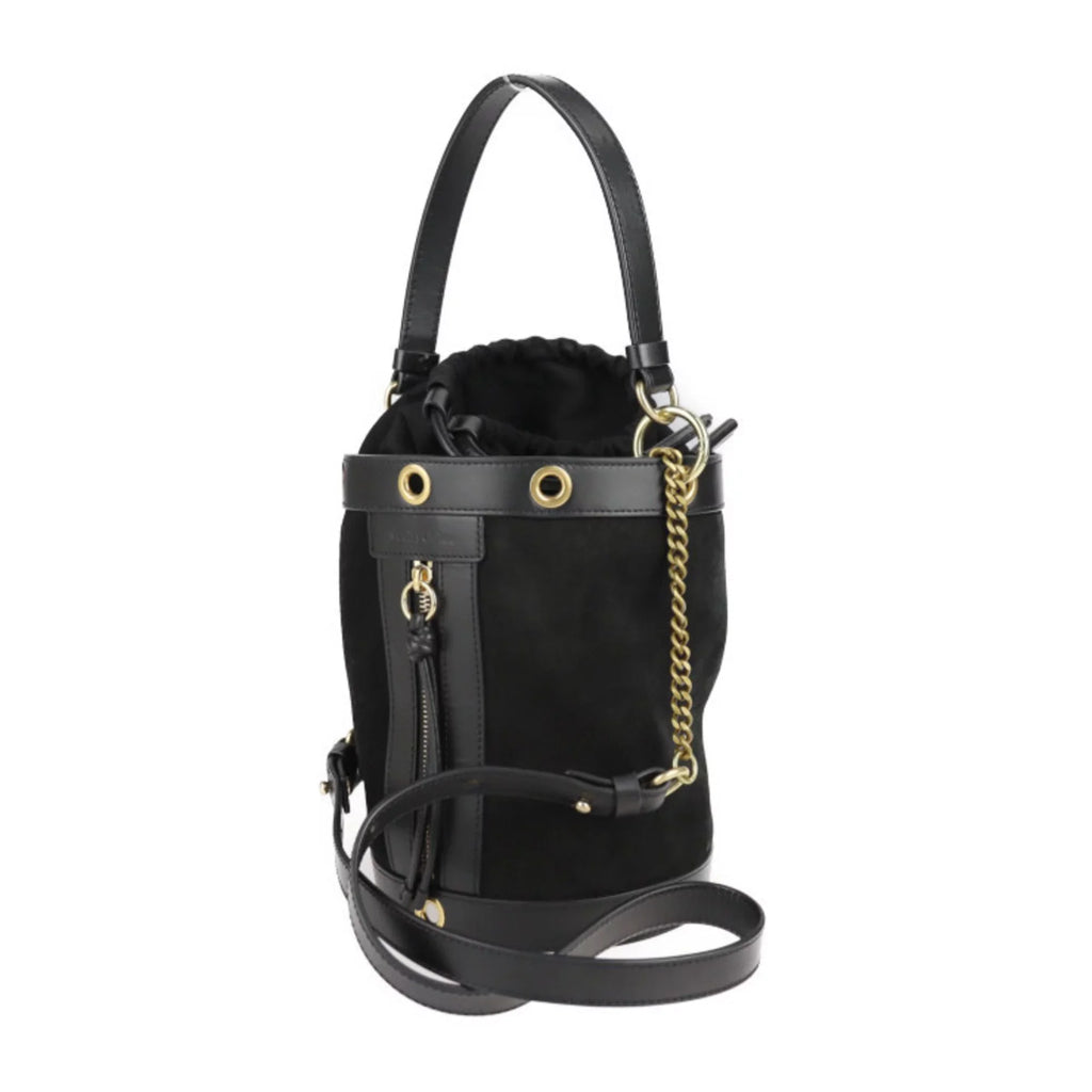 leather fittings Chloé sea Pre-Owned CHLOE by suede by handbag BY shoulder See Debbie 2WAY Chloe black SEE metal (Good) tote gold bag