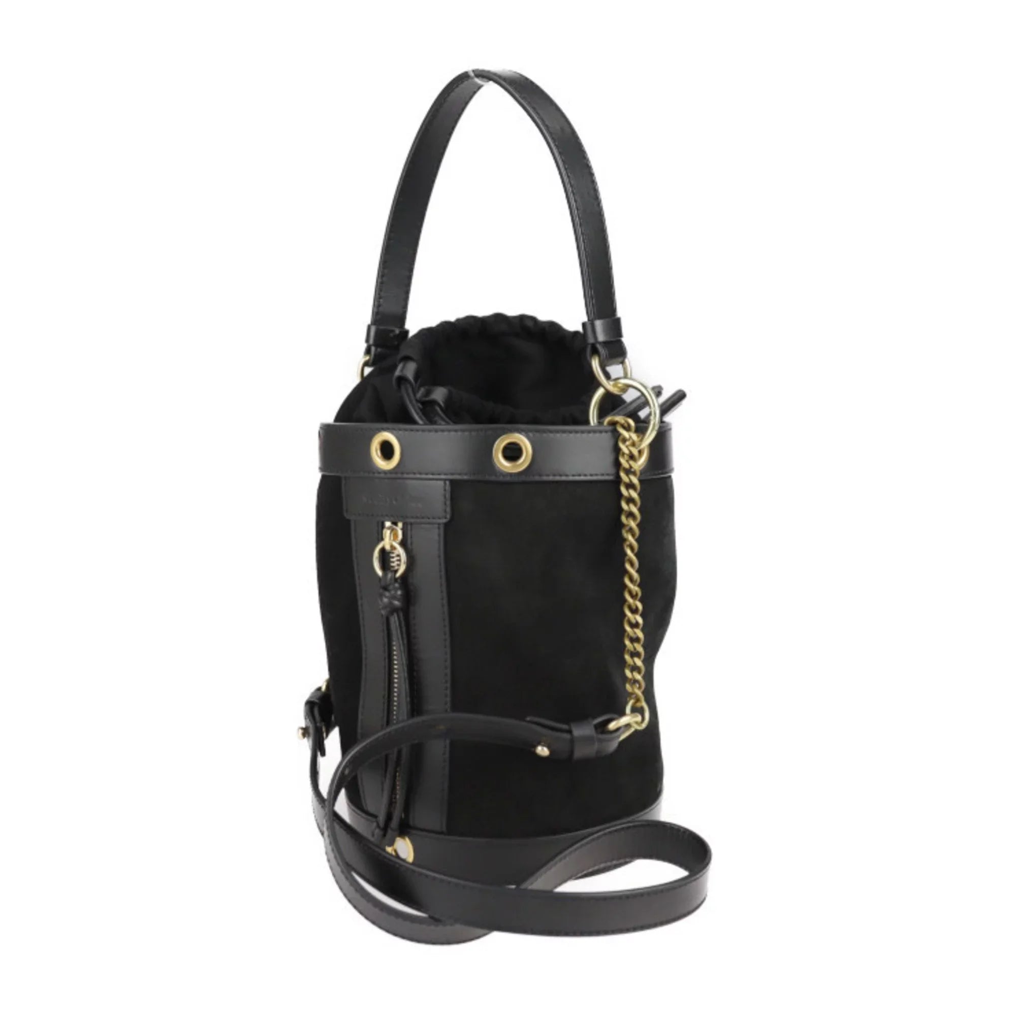 leather fittings Chloé sea Pre-Owned CHLOE by suede by handbag BY shoulder See Debbie 2WAY Chloe black SEE metal (Good) tote gold bag