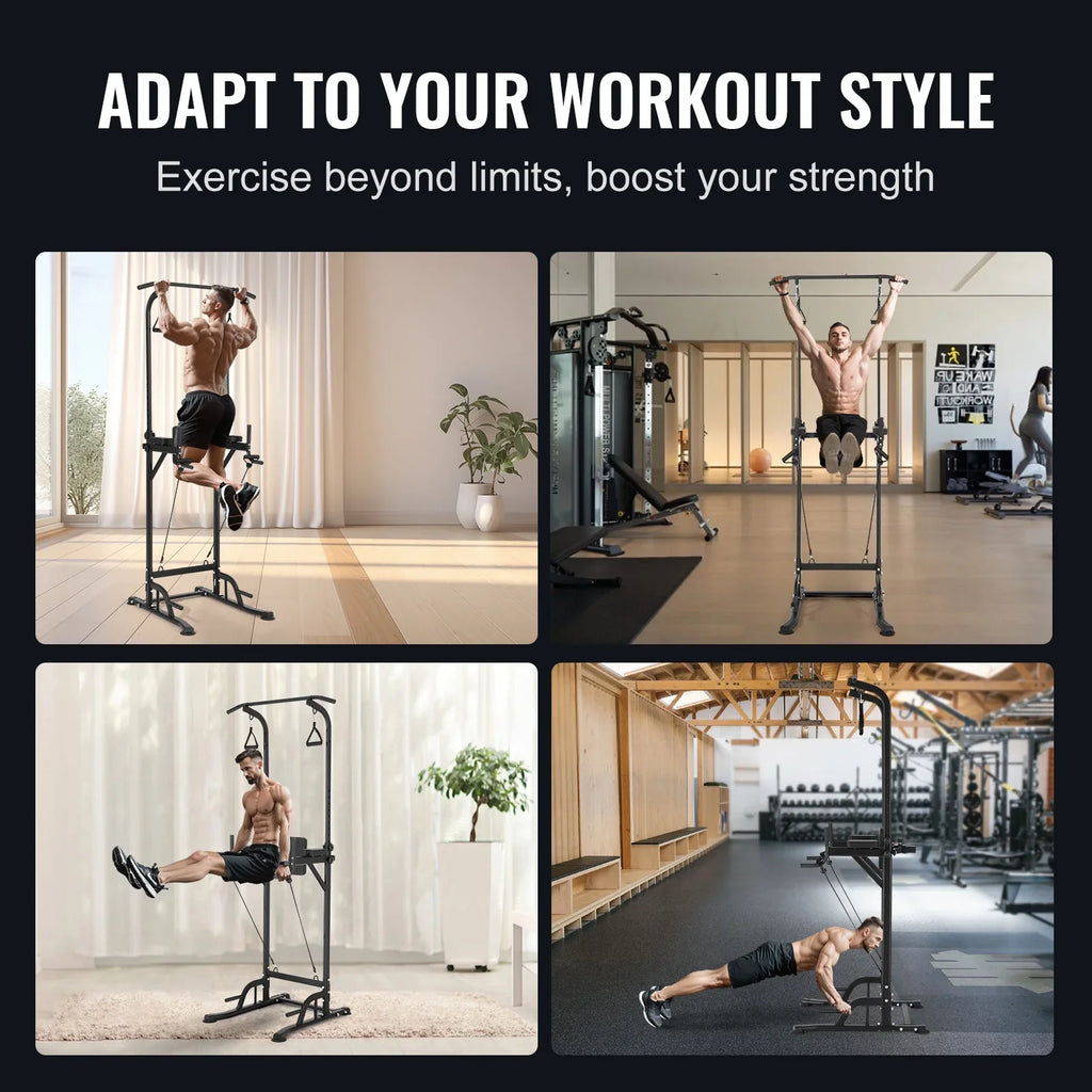 Stand Elbow for Carbon Power Equipment Tower Up Strength Training Workout Adjustable Backrest Station, Heavy Rack Power Frame Height SKYSHALO Fitness Pull Pad, Dip Home w/ Bar Steel Duty