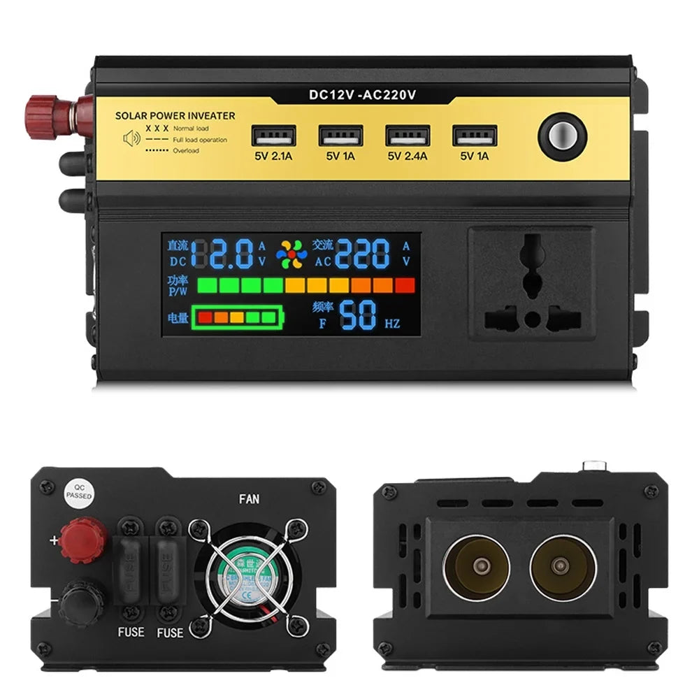 Car Power 5000W USB Vehicle Inverter Charger Charging Yabuy Digital Laptops AC Modified Converter Outlets 12V Car to Ports 220V Home Inverter 4 with for LED Sinewave