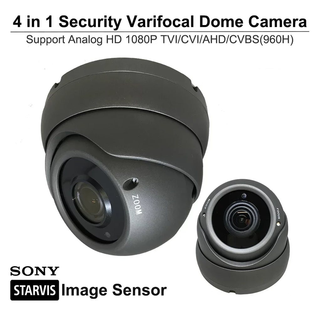 (CHARCOAL) ANALOG STARVIS IN/OUTDOOR SENSOR VARIFOCAL 1080P HD TVI/AHD/CVI/CVBS IMAGE MP 2.8-12MM SONY IR 2.4 FULL