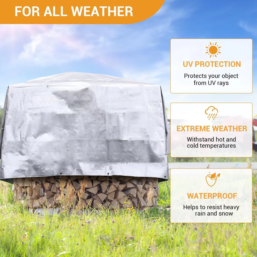 X 12? Duty Thick Extra with Grommets Outdoor 100% & Resistant, Pool, 20?, Heavy 16 Mil, Tear Patio, Reinforced Tarp UV Roof, Tarps Camping, Waterproof Fade Boat(Silver/Black) Blocking, for