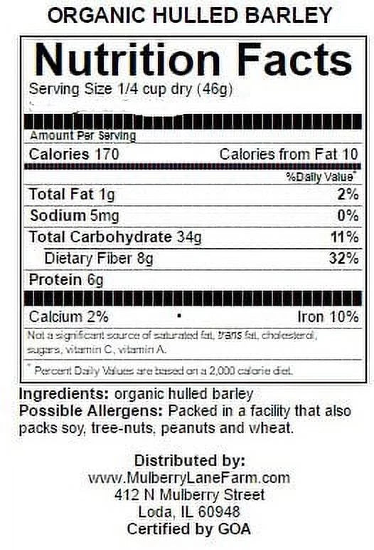 10 100% Hulled pounds) lbs (ten Organic Certified Barley USDA