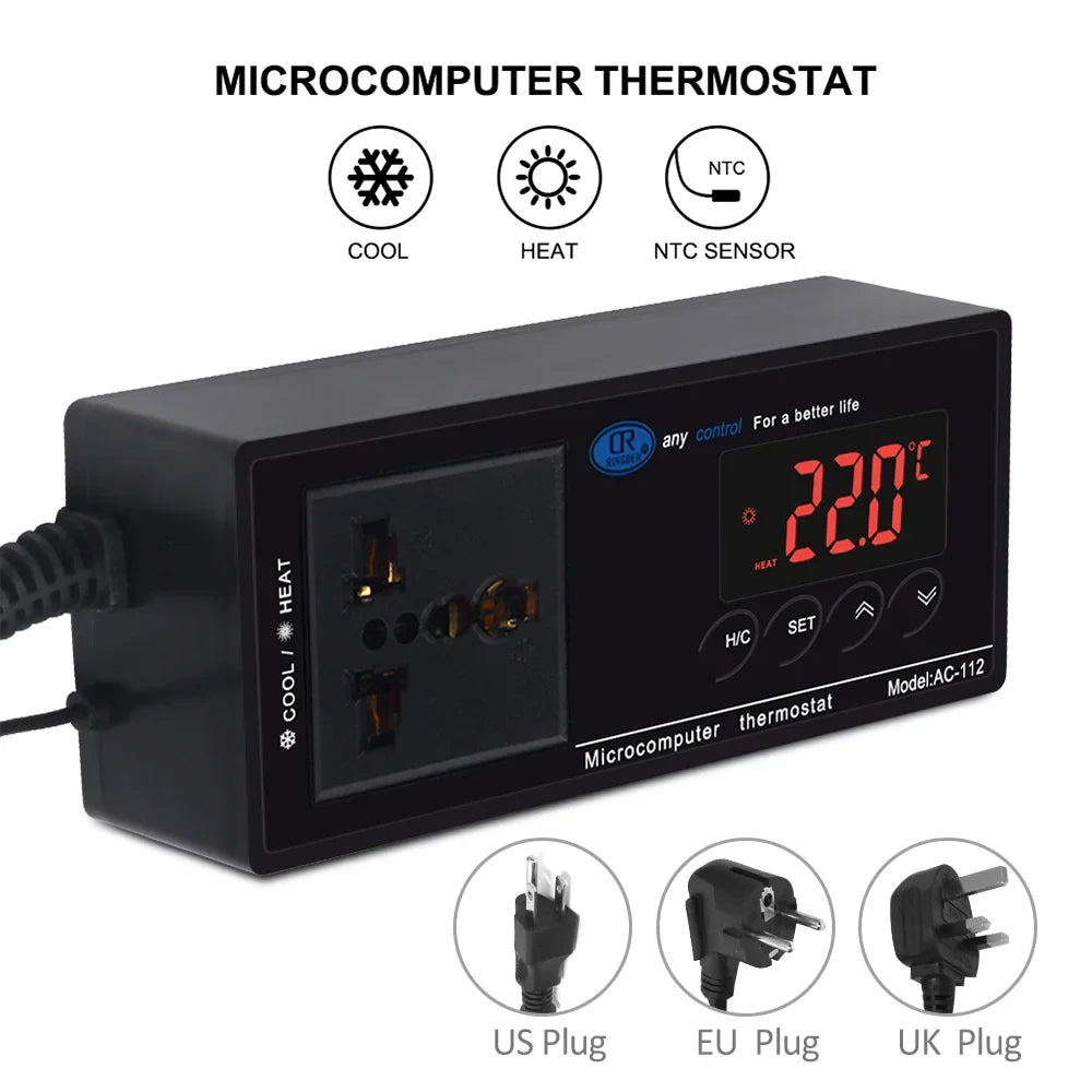 House Brewing Cooling Incubation Outlet Freezer Chest Heating Reptile Home Reptiles for Thermostat Controlled Digital Green -40℃~110℃ Controller & with Lepmerk Temperature Thermostat Plug Mode