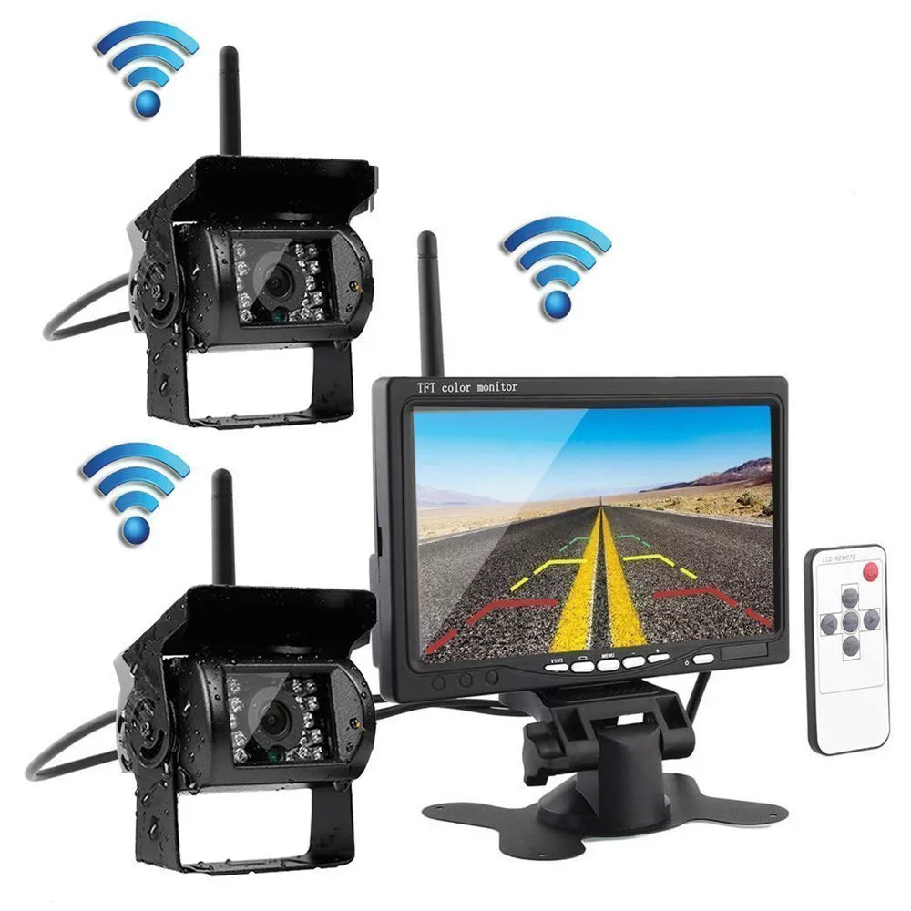 Cameras Camera Night Trailer 7" Dual Vision Wireless View Waterproof Truck for Assistance Monitor Rear Backup RV Bus with Parking