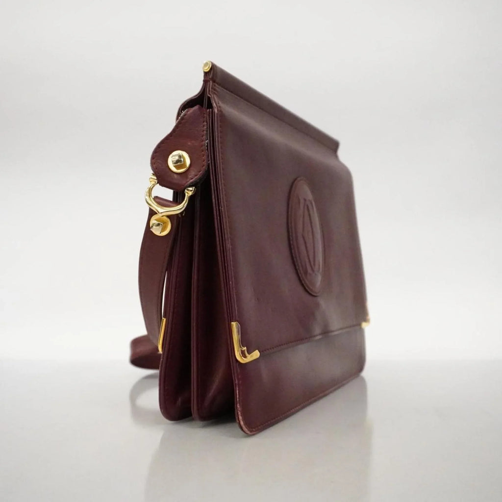Bordeaux (Good) Pre-Owned Leather Must Bag Cartier Women's Shoulder