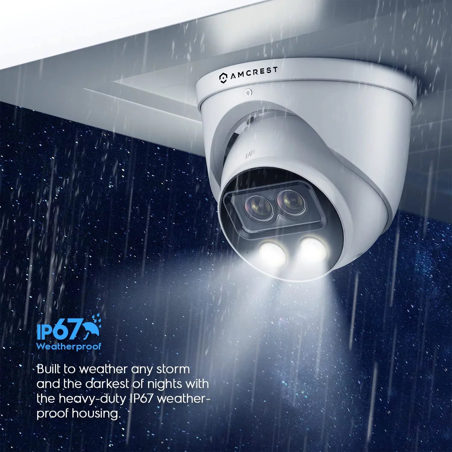 Outdoor 4K Turret 8MP Dual-Lens 2K) POE (2 @25fps, IP (2 x AI 4MP) Camera, Amcrest x Security