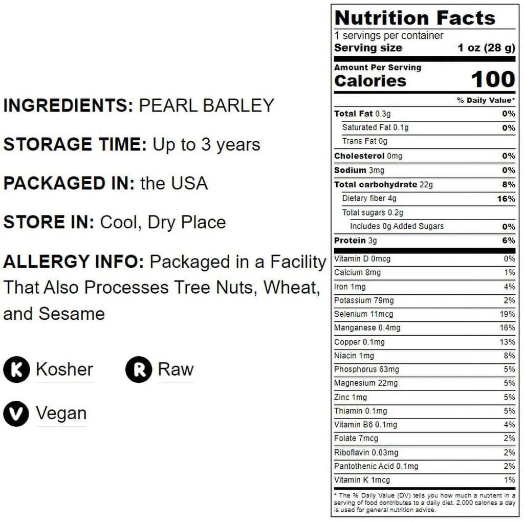 to Food Kosher 5 Pearled Pounds, Live, Barley,