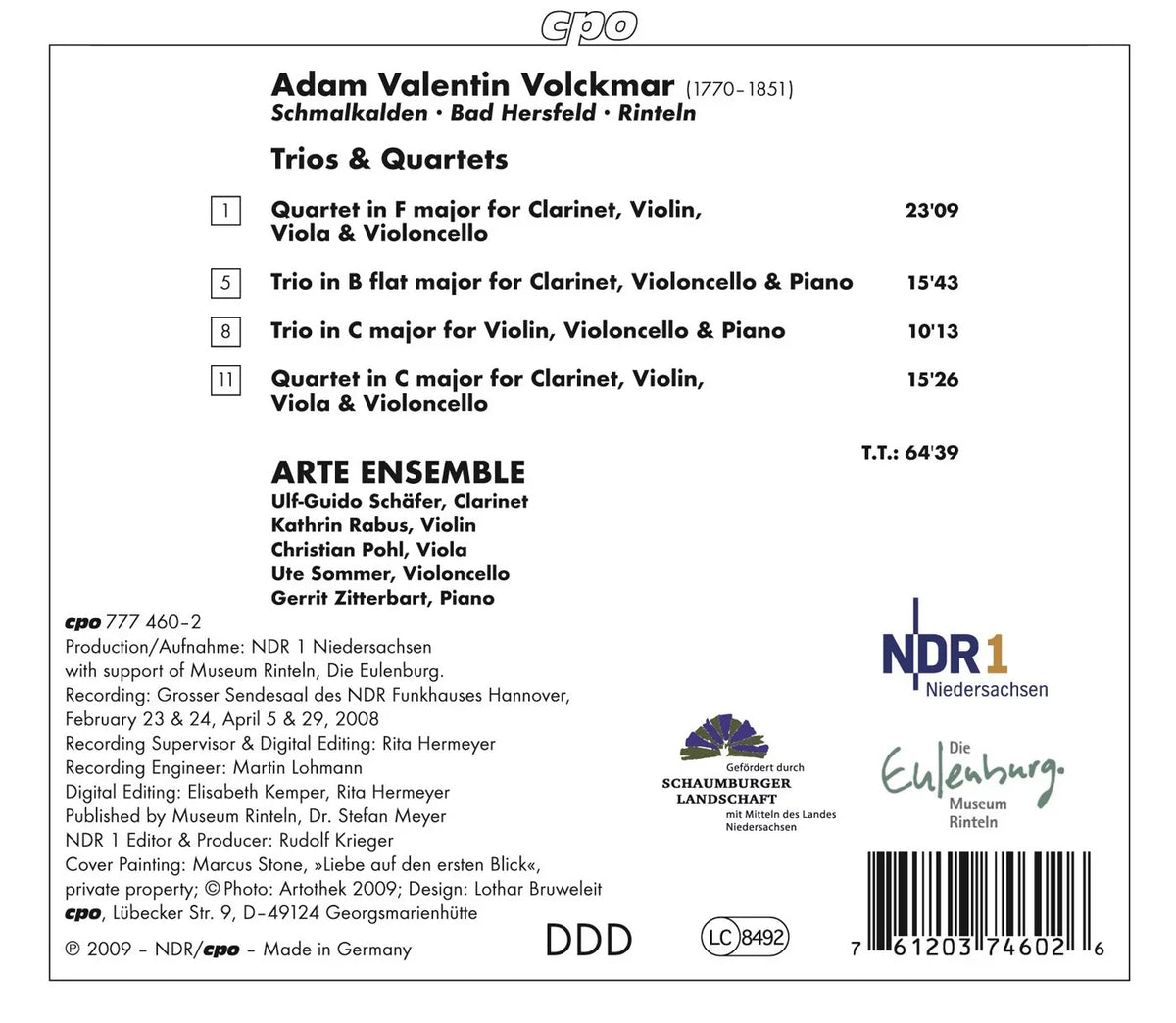 Arte Ensemble CD - - & Classical - Hannover Quatets Trios