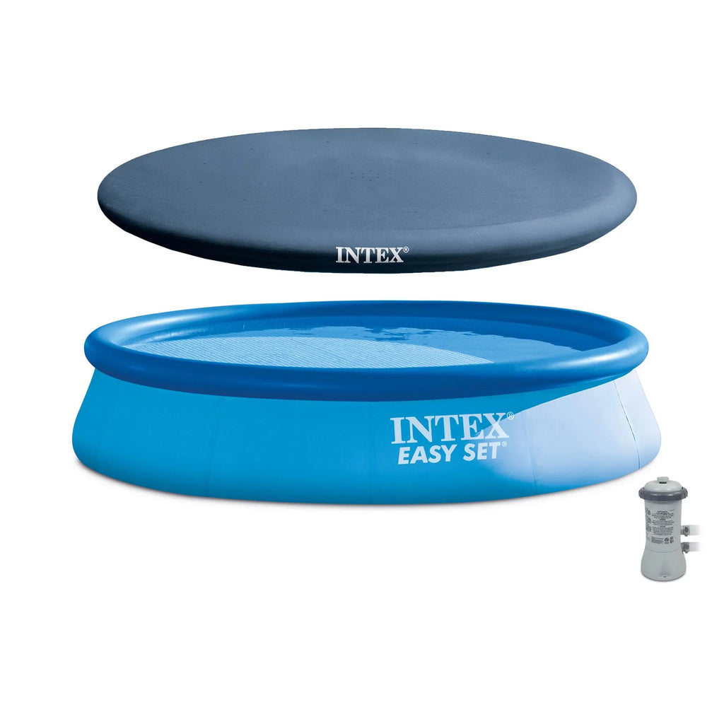 with Outdoor Set Filter Pool 32" x Inflatable Cover Pump Easy Intex 13' &