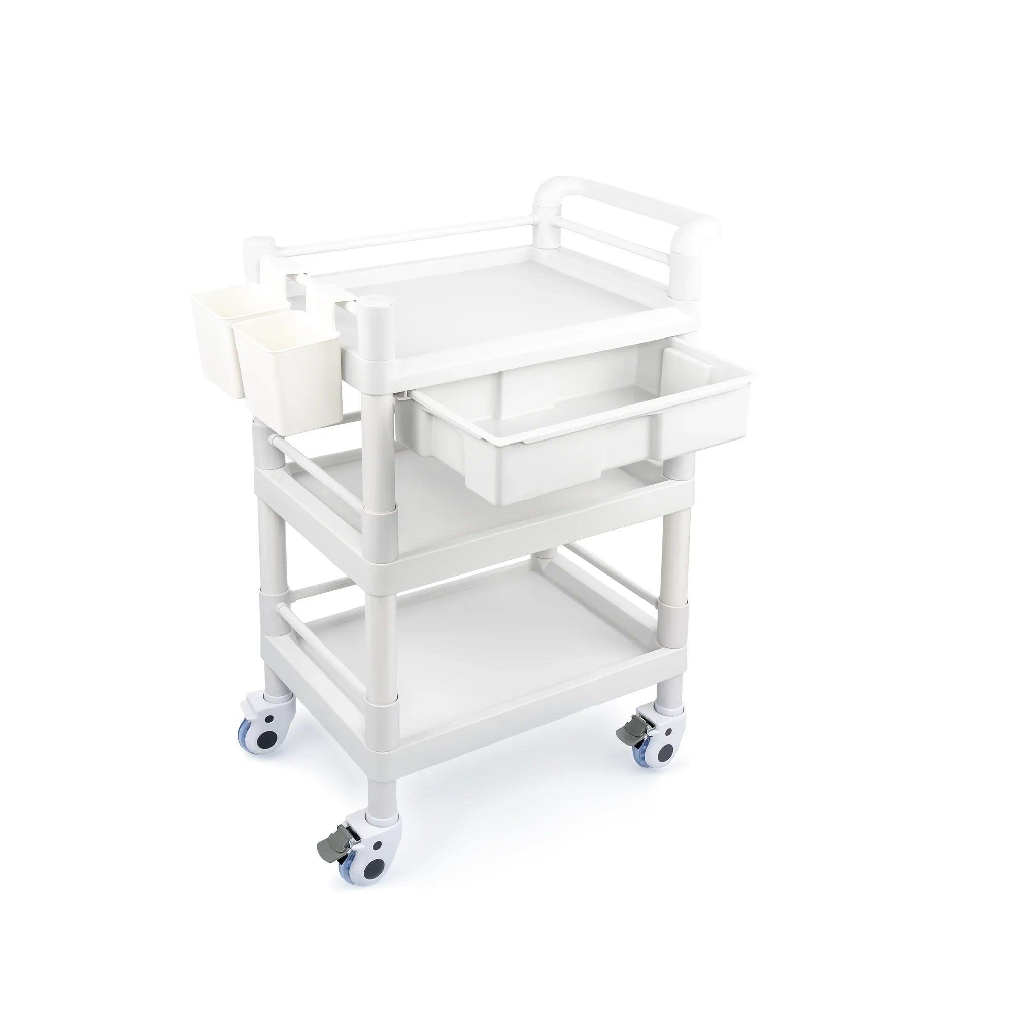 Tier Dirt Wheels 500 Hospital Trolley 3 Heavy for Cart Rolling Medical Dental 360°Rotate with Lbs Buckets Salon Spacious Medical Clinic Cart Duty Trolley Drawers Beauty Mobile Utility